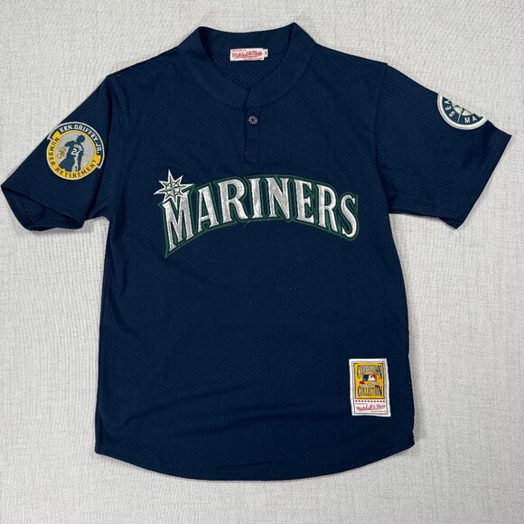 Seattle Mariners Ken Griffey Jr Jersey Mitchell & Ness Navy Blue Mesh Size M - Picture 1 of 10